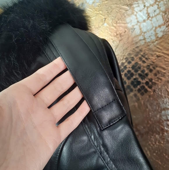 Zara Nwot Black Faux Leather Jacket with Removable Faux Fur Collar - Picture 4 of 16